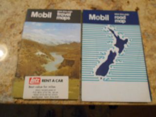 Vintage Mobil Gas Station Travel Map Zealand & Road Map
