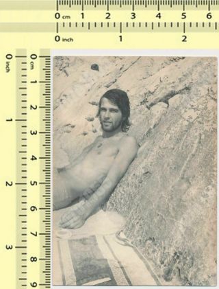 Shirtless Man On Beach Guy Abstract Out Of Frame Portrait Vintage Photo