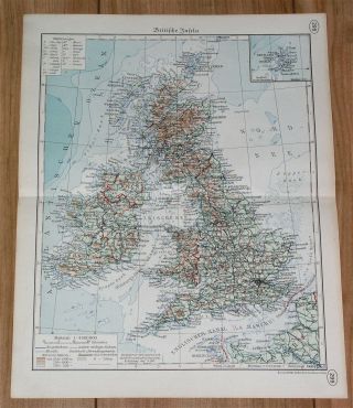 1938 Vintage Map Of United Kingdom Scotland England Ireland