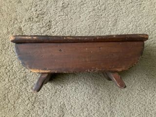 Small Vintage Brown Wooden Foot Stool/bench/cricket Footrest Country Farm Prim