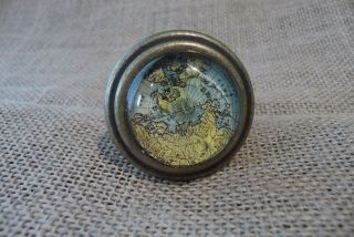 Antique Brass Metal Map Globe Atlas Drawer Pull Knob Home Decor Dresser Cabinet