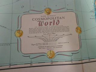 Vintage Rand Mcnally Cosmopolitan World Map 52 " X 34 1/2 "