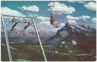 Banff Chair Lift On Mt Norquay,  Alberta,  Vintage 1959 Byron Harmon Postcard