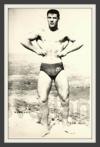 Beach Jock Sport Handsome Shirtless Man Muscle Bulge Physique Vintage Photo Gay