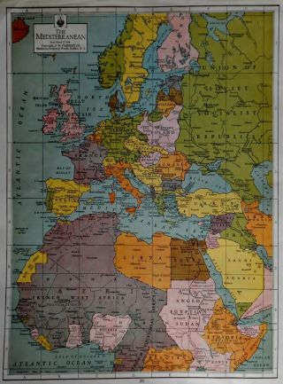 Vintage 1942 World War Wwii Atlas Map Of Mediterranean & Scandinavia Plus L@@k