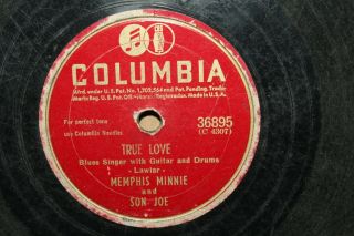 Memphis Minnie Son Joe Columbia 78 Record True Love Please Set A Date 36895 Rare