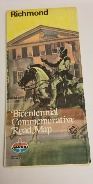 1976 Amoco Richmond Virginia Bicentennial Commemorative Vintage Road Map