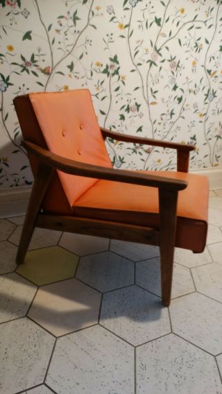 1950s Vintage Mid - Century Orange Lounge Chair Danish Modern Era