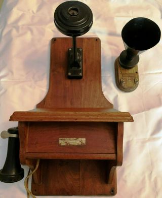 Antique Oak Western Electric Wall Telephone - 1894