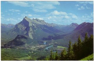 Townsite Of Banff As Viewed From Mt Norquay,  Alberta,  Vintage Chrome Postcard