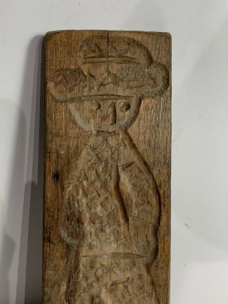 Antique American Primitive Folk Art Carved Wood Butter Mold Figure With Hat