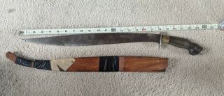Vintage Barong Filipino Short Sword Philippines Knife W/ Wood Sheath