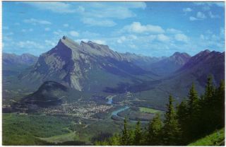 Mt Rundle And Banff Alberta View From Mt Norquay,  Vintage 1972 Chrome Postcard