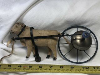 Early 1800’s Antique Cow Pull Toy Cast Iron Wheels - All