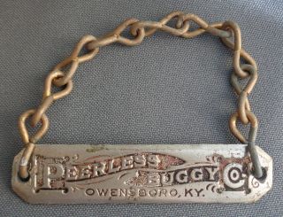Antique Horse Drawn Wagon Buggy Metal Tag Peerless Buggy Co Owensboro Ky