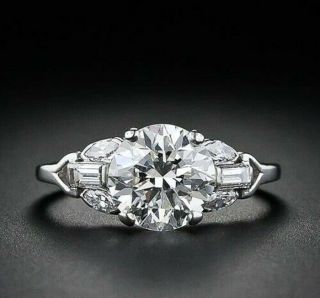 Antique Art Deco Vintage Old European Cut 3 Ct Diamond Engagement Ring Silver