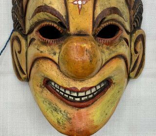 Vintage Hand Carved Wood Clown Dance Folk Art Mask Rare Collector Piece