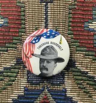 Teddy Theodore Roosevelt Rough Rider Campaign Pinback Political Button