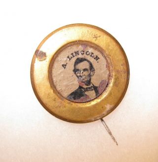 1864 Abraham Lincoln Ferrotype - Political Campaign Locking Pin.