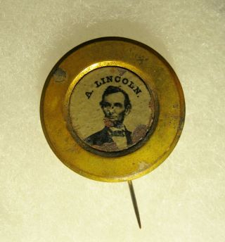 1864 Abraham Lincoln Ferrotype - Political Campaign Locking Pin. 6