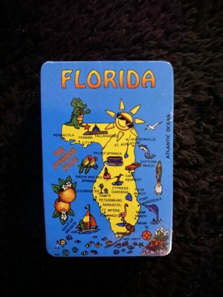 Vintage Sunshine State Map Of Florida Miniature Deck Of Playing Cards