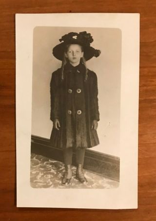 Vintage Real Photo Postcard,  Young Girl,  Vintage Clothing,  Fashions,  Fancy Hat