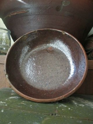 19th C Pennsylvania Pa 6 " Redware Plate Brown Country Folk Stoneware