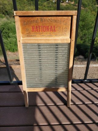 Vintage Anitque Victory Glass & Wood No 512 National Washboard Co Advertisment