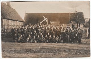 Rare Real Photo - Boy Scouts 1920 Denmark - Schleswig Rppc Group In Uniform Flag