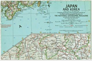 ⫸ 1960 - 12 December Vintage Map Of Japan & Korea – National Geographic B