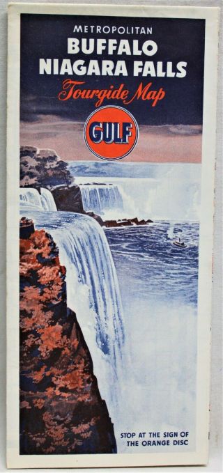 Gulf Service Station Buffalo & Niagara Falls Ny City Street Map 1950s Vintage