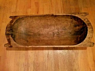 Large Antique Hand - Carved Wooden Dough Bowl Trencher Centerpiece Oblong