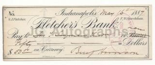 Benjamin Harrison - 1887 Check Filled Out Entirely And Signed By Harrison