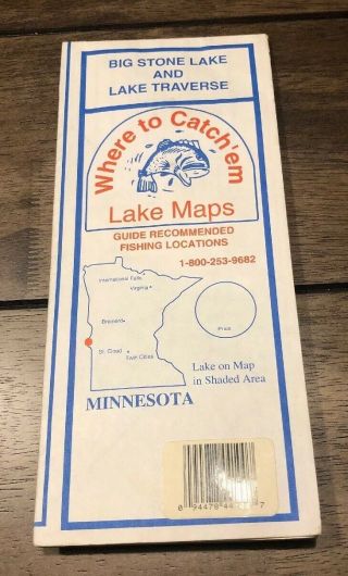 Vintage Where To Catch Em Lake Map “big Stone And Lake Traverse”