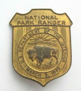 Antique 1849 Us Department Of Interior National Park Ranger 24kt Badge 14972