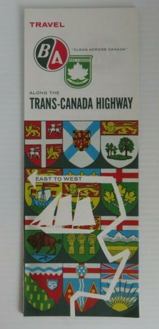 Vintage Ba British American Oil Trans - Canada Highway Map (inv28890)