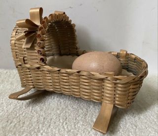 Rare Antique Maine Indian Miniature Cradle Basket,  C.  1870 - 1900 - Perfect