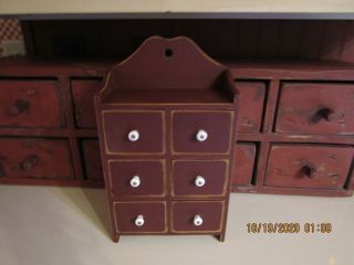 6 Drawer Wooden Apothecary - Shelf On Top - Porcelain Knobs
