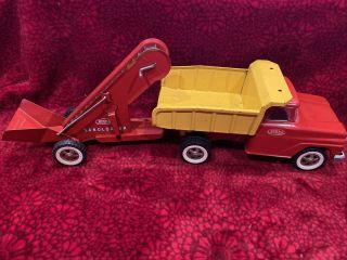 Vintage Tonka Toys 1965 Dump Truck With Sand Loader Red & Yellow