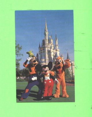 Zz Postcard Walt Disney World Mickey Mouse Gofyand Pluto Great Guest Near Castel