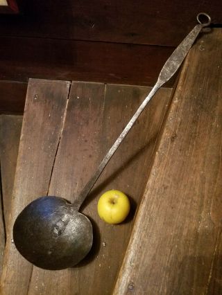 LARGE 18TH CENTURY COLONIAL,  REVOLUTIONARY WAR ENGLAND WROUGHT IRON LADLE 2