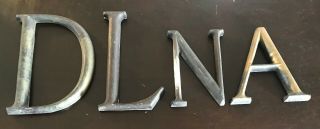 4 Antique Wooden Sign Letters " L  A  N " & " D ",  Old Paint,  2 Larger,  2 Smaller
