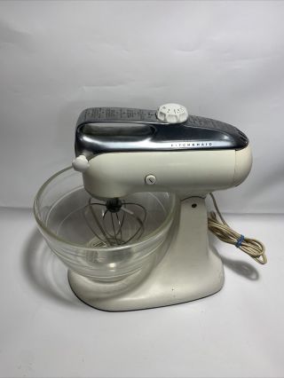 Kitchenaid By Hobart Usa Stand Mixer Model 4 - C Vintage White W/ Bowl And Whisk