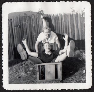 Violent Sexy Punishment Laughing Women Lesbian Hijinx 1952 Vintage Photo