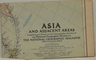 Vintage Cold War Era 1951 National Geographic Map Of Asia And Adjacent Areas