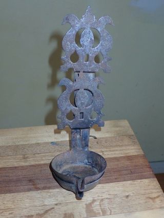 Antique 18th Century Wrought Iron Betty Lamp Bird Motif Early American Aafa