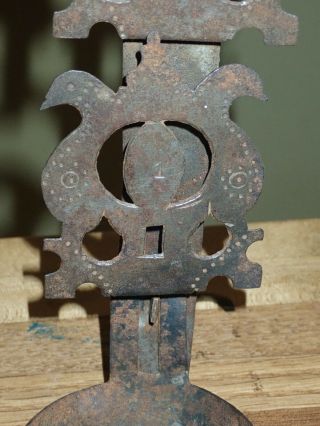 Antique 18th Century Wrought Iron Betty Lamp Bird Motif Early American AAFA 2