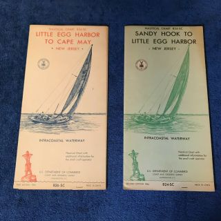 Vintage 1964 Jersey,  Usa Nautical Charts/maps (824 & 826 Sc) - Good Cond.