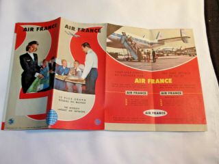 Vintage 1957 Air France Route Map Brochure 1957