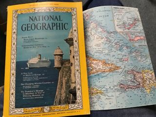 Vintage Dec.  1962 National Geographic With Map West Indies/puerto Rico/president